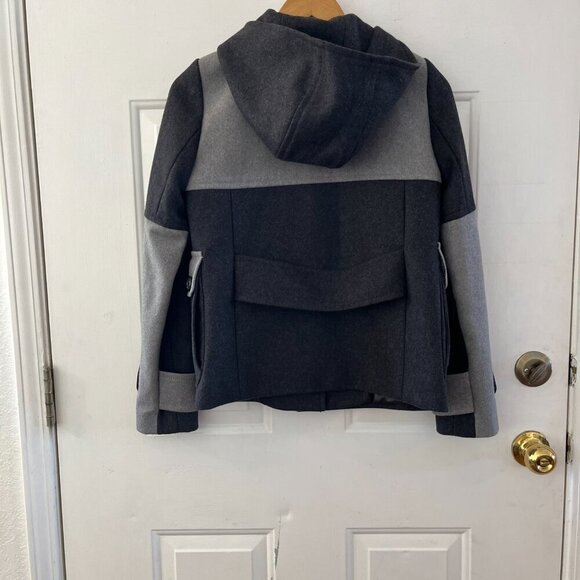 J.Crew Woman's Black/Grey Wool Outdoor Duffle Toggle Short Coat Sz 0 - Picture 5 of 11